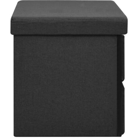 Banc de rangement pliable  Coffre de rangement Noir 76x38x38 cm Faux lin 77803
