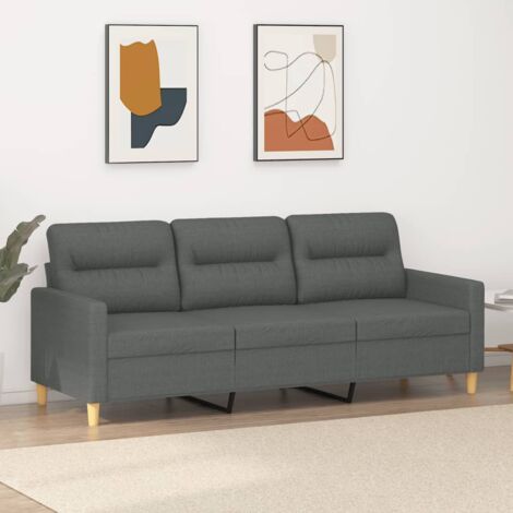 Canapé à 3 places, Banquette Sofa de Salon, Canapé droit Gris foncé 180 cm Tissu KEF646152 DESIGN IN (1/5)