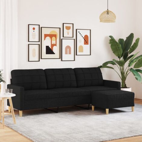 Canapé à 3 places, Canapé droit, Banquette Sofa de Salon avec repose-pieds Noir 210 cm Tissu WFE814919 Maison Chic (1/5)