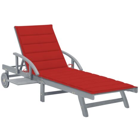 Chaise longue Bain de soleil Transat de relaxation de jardin avec coussin Bois d'acacia solide CFW351388 (1/5)