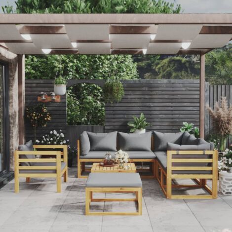 8 pcs Salon de jardin, Ensemble table et Chaises de jardin avec coussin bois d'acacia solide togp13411 Maison Chic (1/5)