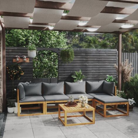 Salon de jardin 6 pcs, Meuble de jardin, Ensemble de canapés de jardin avec coussin Bois d'acacia solide CON14496 Maison Chic (1/5)