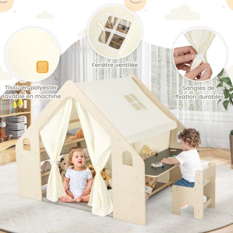 Small Foot – Tente D’intérieur En Bois Et Tissu – 100 X 100 X 120 Cm – Dès 2 Ans – Cabane De Jeu Et Lecture