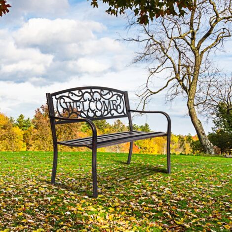Banc de Jardin de Style Ancien Mobilier avec Cadre Métallique pour l'Intérieur et l'Extérieur 127 x 63,5 x 89 cm Cuivré Maison Chic (1/5)
