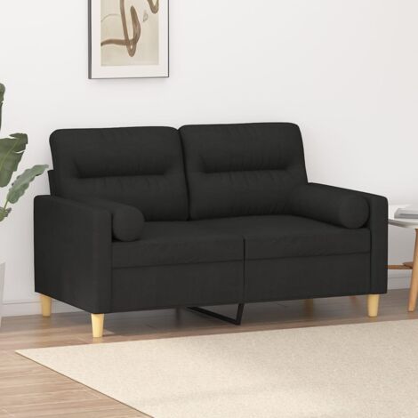 Canapé 2 places, Canapé droit, Banquette Sofa de Salon avec oreillers décoratifs noir 120 cm tissu WFE574189 DESIGN IN (1/5)