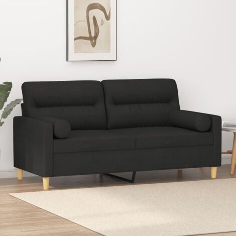 Canapé 2 places, Canapé droit, Banquette Sofa de Salon avec oreillers décoratifs noir 140 cm tissu WFE716628 DESIGN IN (1/5)