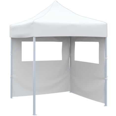 Tente de réception,Barnum pliable avec 2 parois 2x2 m Acier Blanc CFW77129 (1/5)