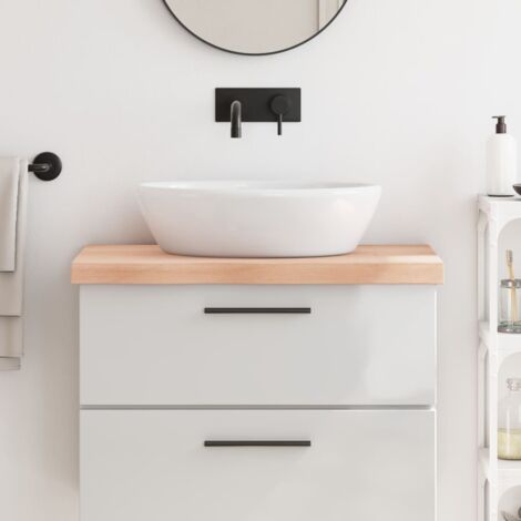Comptoir de salle de bain 80x50x(2-6) cm bois massif non traité CFW38670 (1/5)