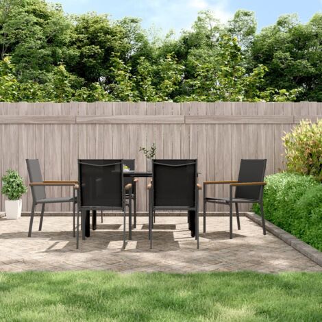 Lot de 6 Chaises de jardin，Siège de Terrasse  Chaise d'extérieur noir 55x61,5x90cm textilène et acier CFW321420 (1/5)