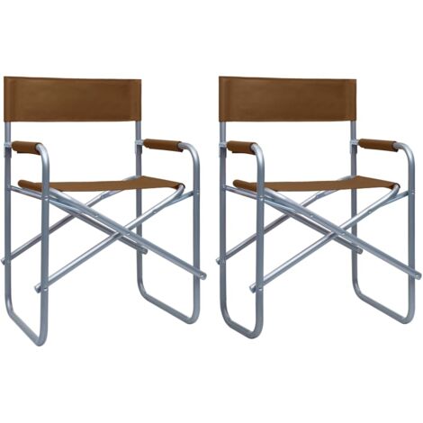 Lot de 2 Chaises de metteur en scène Fauteuil de réalisateur Chaise de réalisateur Acier Marron BSRHS683165 MaisonChic (1/5)