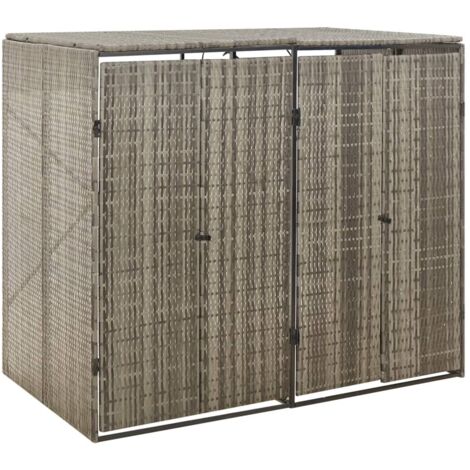 Abri pour poubelle double，Cache-poubelle，Abri de jardin Gris 140x80x117 cm Résine tressée XZZZ832092 MaisonChic