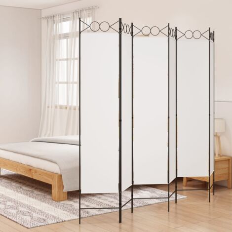 Paravent sur Pied Cloison de séparation 6 panneaux Blanc 240x200 cm Tissu 38689