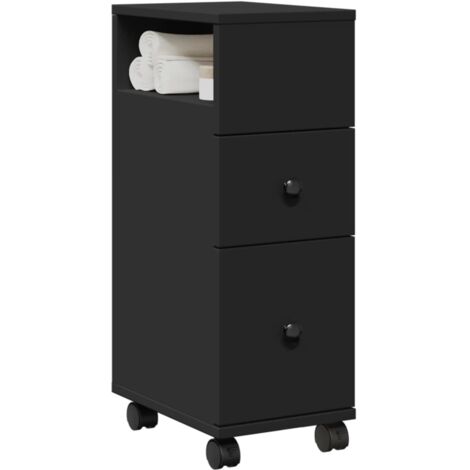 Armoire étroit de salle de bain, Armoire de salle de bain à roulettes noir WFE916136 DESIGN IN (1/5)