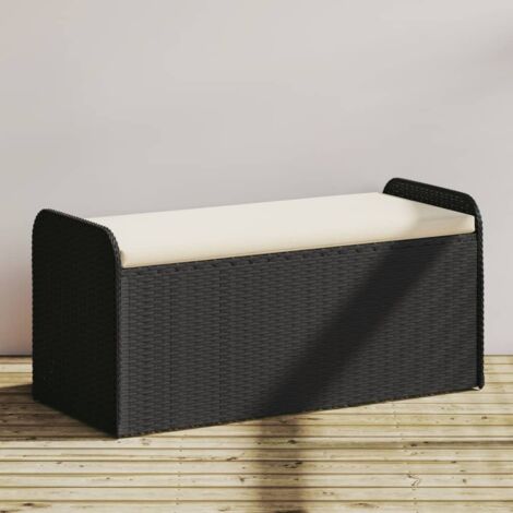 Banc de rangement avec coussin noir 115x51x52 cm résine tressée togp91135 DESIGN IN (1/5)