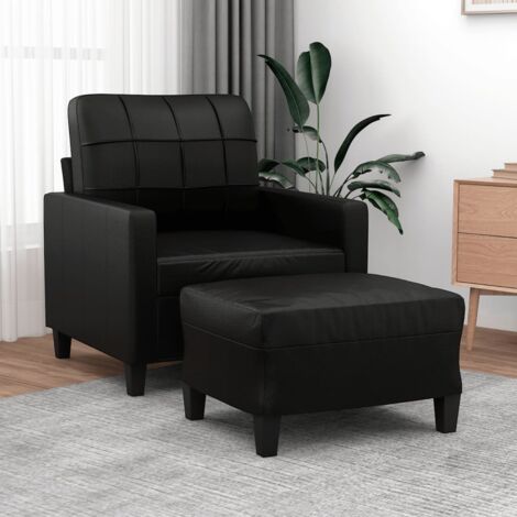 Fauteuil, Fauteuil de Relaxation, Fauteuil de salon avec repose-pied Noir 60 cm Similicuir WFE198954 DESIGN IN (1/5)