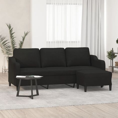 Canapé à 3 places, Canapé droit, Banquette Sofa de Salon avec repose-pieds Noir 180 cm Tissu WFE114660 DESIGN IN (1/5)