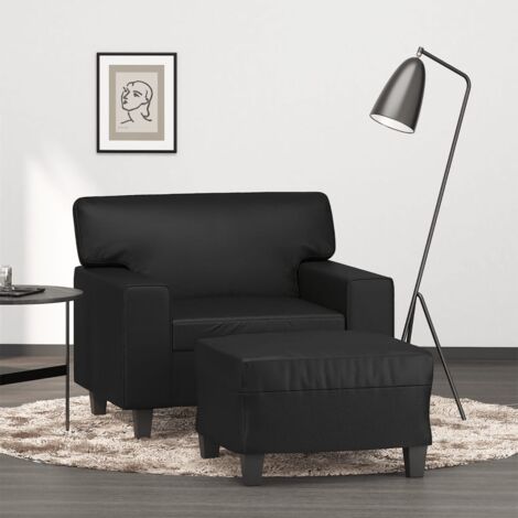 Fauteuil, Fauteuil de Relaxation, Fauteuil de salon avec repose-pied Noir 60 cm Similicuir WFE684146 DESIGN IN (1/5)