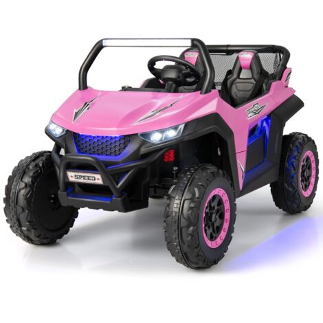 Voiture électrique Enfant 12 V Télécommande pour 3-8 Ans 2 Vitesses Ressort de Suspension Charge 59KG 118x74x71CM Rose CW5743 Maison Chic