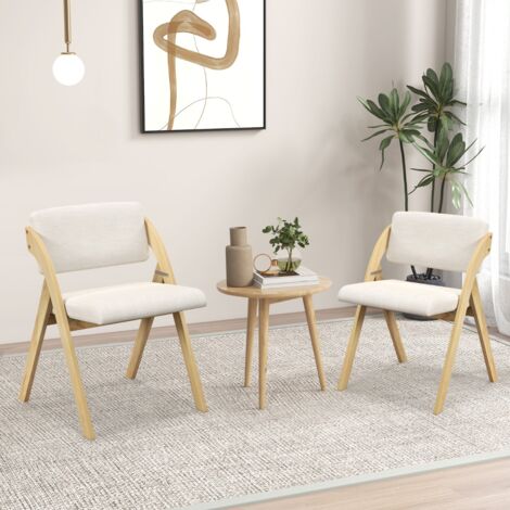 Ensemble de 2 Chaises de Salle à Manger Chaise de Cuisine Pliable avec Pieds en Bois de Caoutchouc Siège et Dossier Rembourrés Naturel Maison Chic (1/5)