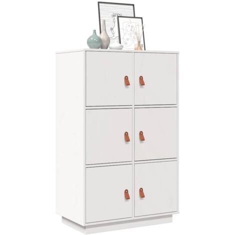 Buffet haut, Enfilade, Armoire de cuisine Blanc 67x40x108,5 cm Bois massif de pin WFE240679 DESIGN IN (1/5)