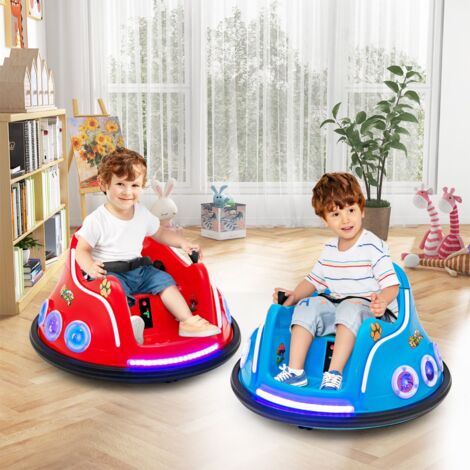 Auto-tamponneuse Électrique 12 V avec rotation à 360° Télécommande Lumières Musique intégrée Connexion sans Fil pour 3-8 Ans Rouge CW9074 Maison Chic (1/3)