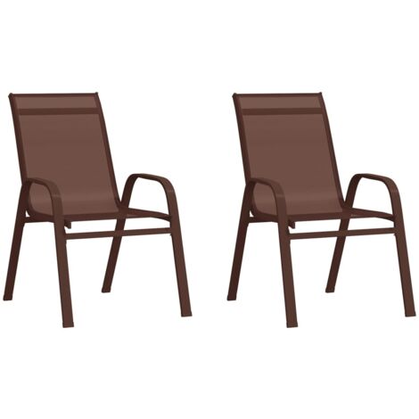 Chaises empilables de jardin 2 pcs, Chaises d'extérieur, Fauteuils de jardin marron tissu textilène togp71085 DESIGN IN (1/5)