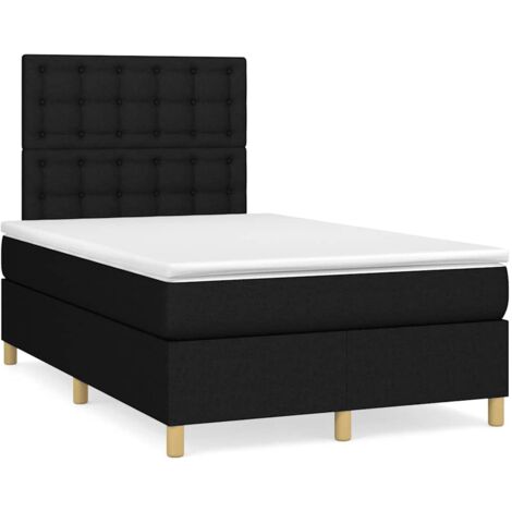 Lit double - 120x190 cm, Sommier à lattes de lit avec matelas noir tissu WFE257875 Maison Chic (1/5)