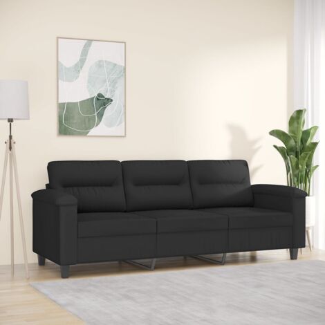 Canapé à 3 places, Canapé droit, Banquette Sofa de Salon Noir 180 cm Tissu microfibre WFE843969 Maison Chic (1/5)