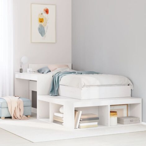 Table de chevet avec bureau, Table de nuit, Table d'appoint blanc bois de pin massif FR675789 DESIGN IN (1/5)