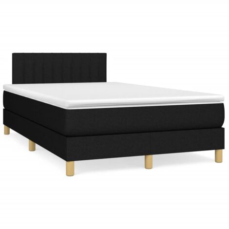 Lit double - 120x190 cm, Sommier à lattes de lit avec matelas noir tissu WFE652421 Maison Chic (1/5)