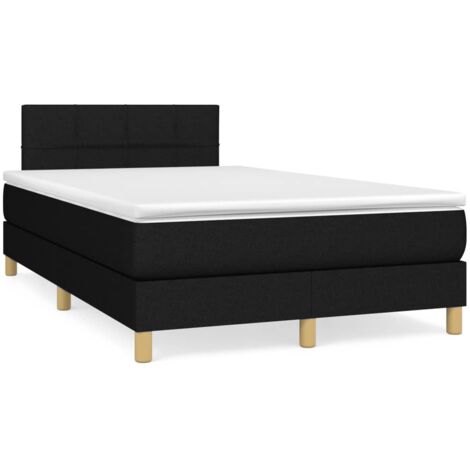 Lit double - 120x190 cm, Sommier à lattes de lit avec matelas noir tissu WFE528843 Maison Chic (1/5)