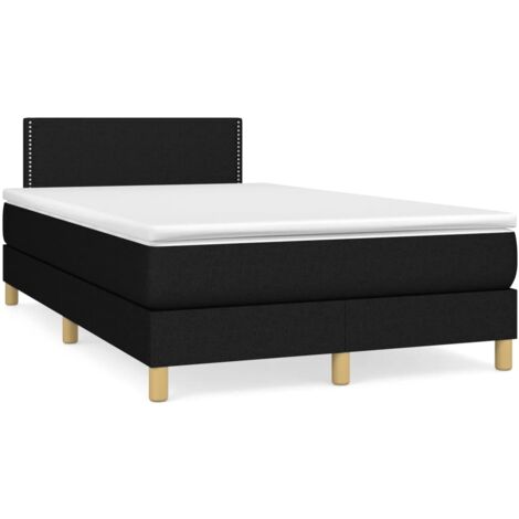 Lit double - 120x190 cm, Sommier à lattes de lit avec matelas noir tissu WFE905808 Maison Chic (1/5)