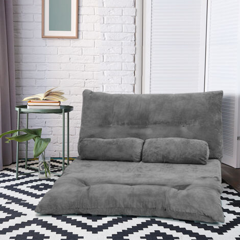 Canapé Convertible 2 Places Réglables à 6 Positions 90° - 180°avec 2 Oreillers en Velours Côtelé pour Salon Chambre Gris Maison Chic (1/5)