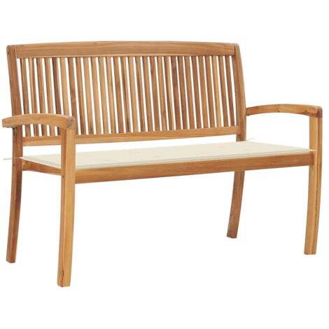 Banc de jardin empilable, banc exterieur, banquette de jardin et coussin 128,5cm Bois de teck massif CON88659 DESIGN IN (1/5)