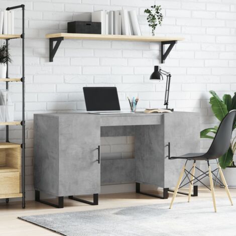 Bureau Bureau d'ordinateur Bureau informatique gris béton 140x50x75 cm bois d'ingénierie 45819 (1/5)