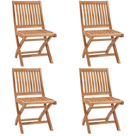 Lot de 4 Chaises pliables de jardin,Siège de Terrasse Chaise d'extérieur Bois de teck solide CFW136721 (1/5)