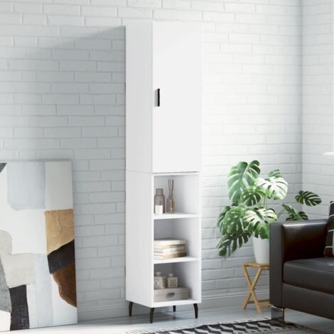 Buffet haut, Enfilade, Armoire de cuisine Blanc 34,5x34x180 cm Bois d'ingénierie WFE780925 DESIGN IN (1/5)