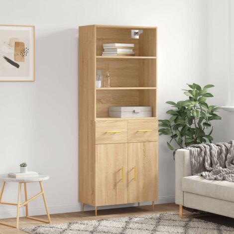 Buffet haut, Enfilade, Armoire de cuisine Chêne sonoma 69,5x34x180 cm Bois d'ingénierie QWE79563 DESIGN IN (1/5)