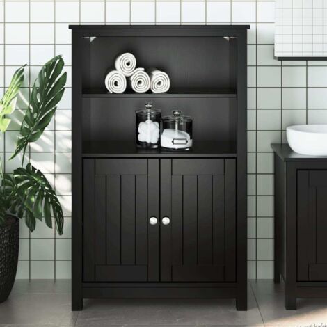Armoire de salle de bain, Meuble de salle de bain, Meuble de rangement berg noir 69,5x34x110 cm pin massif pow94975 DESIGN IN (1/5)