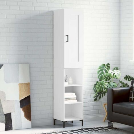 Buffet haut, Enfilade, Armoire de cuisine Blanc 34,5x34x180 cm Bois d'ingénierie WFE770194 DESIGN IN (1/5)