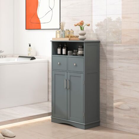 Armoire Autoportante 2 Portes 2 Tiroirs 2 Étagères Réglables Gris CWXT4432 DESIGN IN (1/3)
