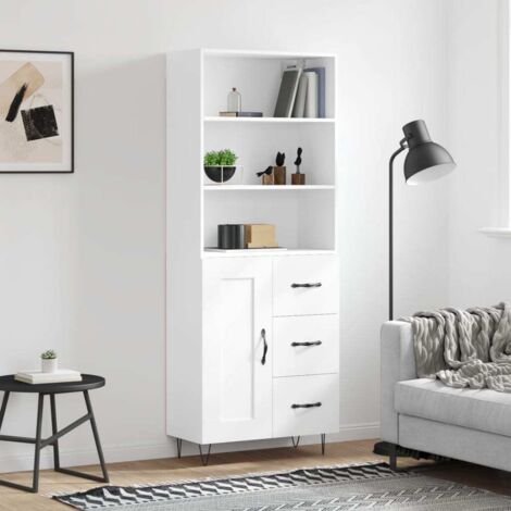 Buffet haut, Enfilade, Armoire de cuisine Blanc 69,5x34x180 cm Bois d'ingénierie WFE677091 DESIGN IN (1/5)