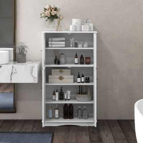 Armoire Autoportante Portes Étagères Ajustables 60x30x108 cm Blanc CW60013 (1/3)