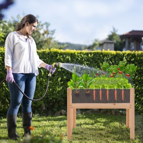 Jardinière Surélevée en Bois avec Trous de Drainage et Panneaux Acryliques 130 L Naturel CWXT6720 DESIGN IN (1/5)