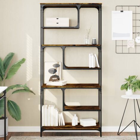Bibliothèque, Etagère à livres, Meuble de Rangement chêne fumé 81x36x176 cm bois d'ingénierie DESIGN IN (1/5)