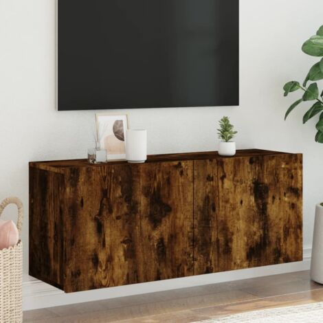Meuble TV, Banc TV, Armoire de rangement mural chêne fumé 100x30x41 cm FR264419 DESIGN IN (1/5)