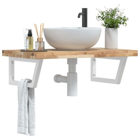 Étagère de Salle de Bain, Étagère de vasque murale, Meuble sous Vasque acier et bois massif d'acacia FR631447 DESIGN IN (1/5)