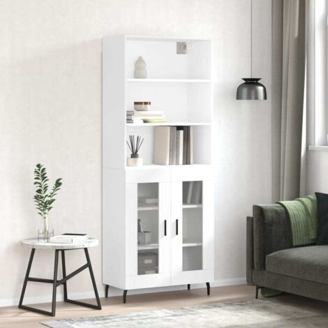 Buffet haut, Enfilade, Armoire de cuisine Blanc 69,5x34x180 cm Bois d'ingénierie QWE41086 DESIGN IN (1/5)