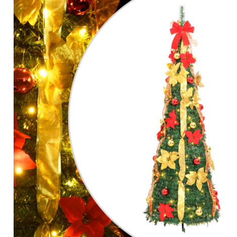 Sapin de Noël artificiel escamotable, Arbre de Noël, Décoration de Noël Jolie150 LED vert 180 cm ASD93876 DESIGN IN (1/5)