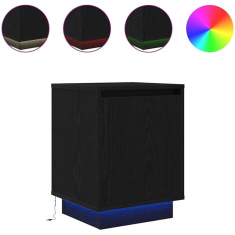 Lot de 2 Tables de chevet，Cabinet de chevet，Table de nuit avec lumières LED noir 38x34x50 cm CFW538720 (1/5)